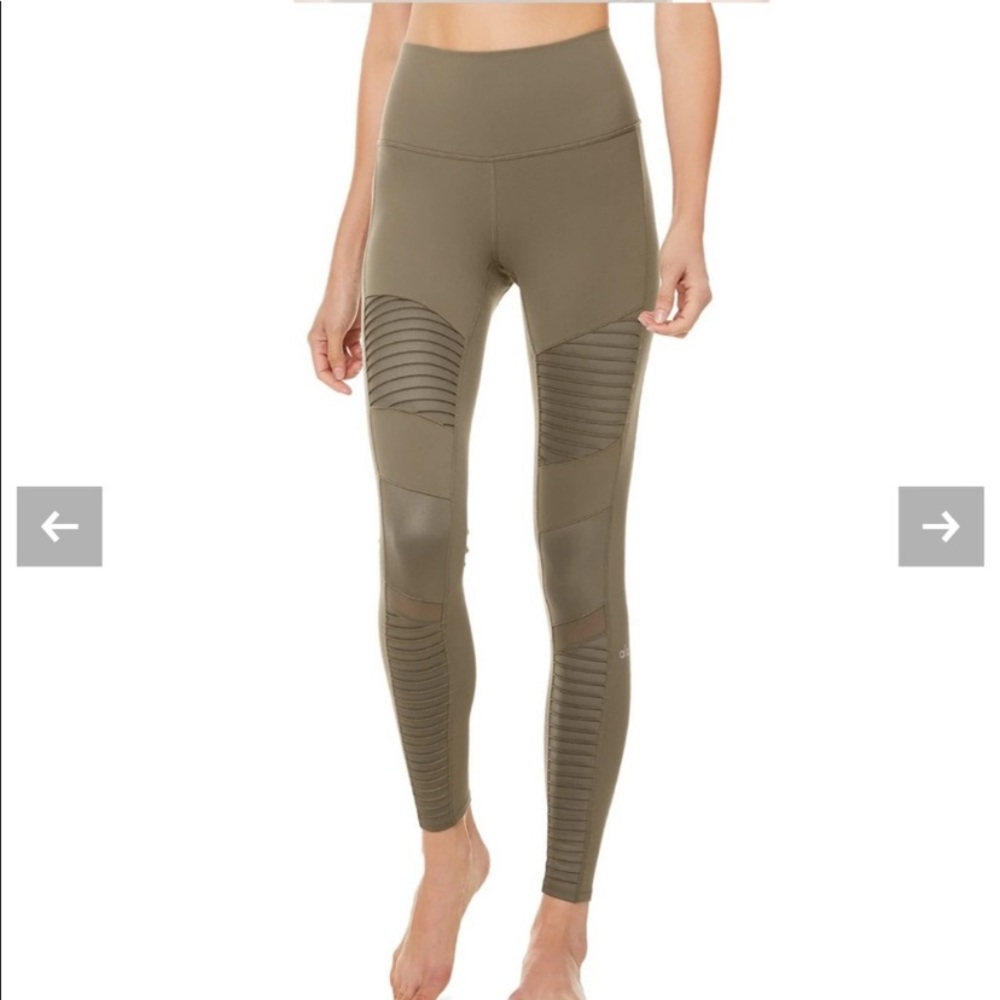Alo Moto Leggings Small Olive Green